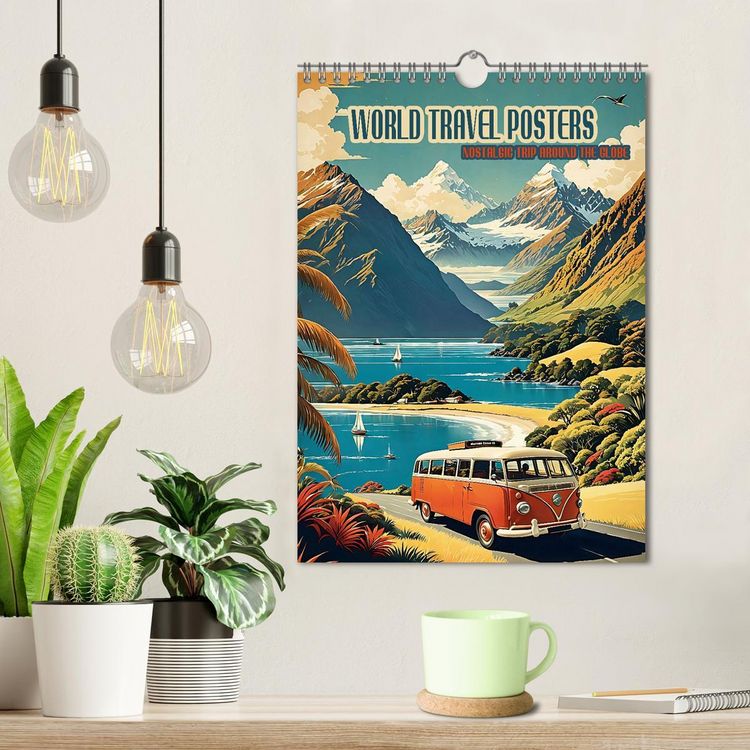 Produktbild: World Travel Posters - Nostalgic Trip Around the Globe (Wall Calendar 2026 DIN A4 portrait), CALVENDO 12 Month Wall Calendar