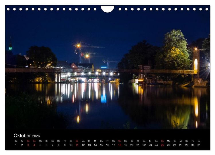 Produktbild: Nachts in Kassel (Wandkalender 2026 DIN A4 quer), CALVENDO Monatskalender