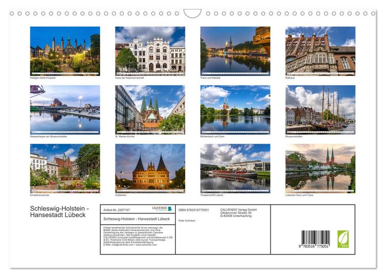 Produktbild: Schleswig-Holstein - Hansestadt L&uuml;beck (Wandkalender 2027 DIN A3 quer), CALVENDO Monatskalender