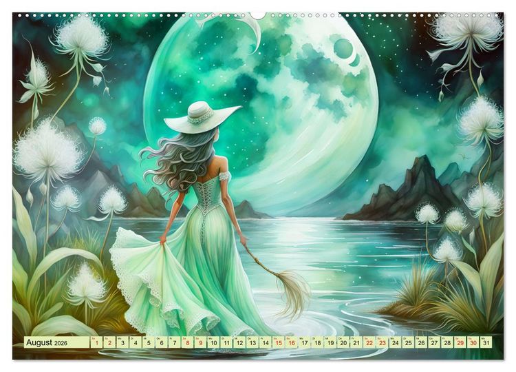 Produktbild: Naturzauberinnen im Mondschein (hochwertiger Premium Wandkalender 2026 DIN A2 quer), Kunstdruck in Hochglanz