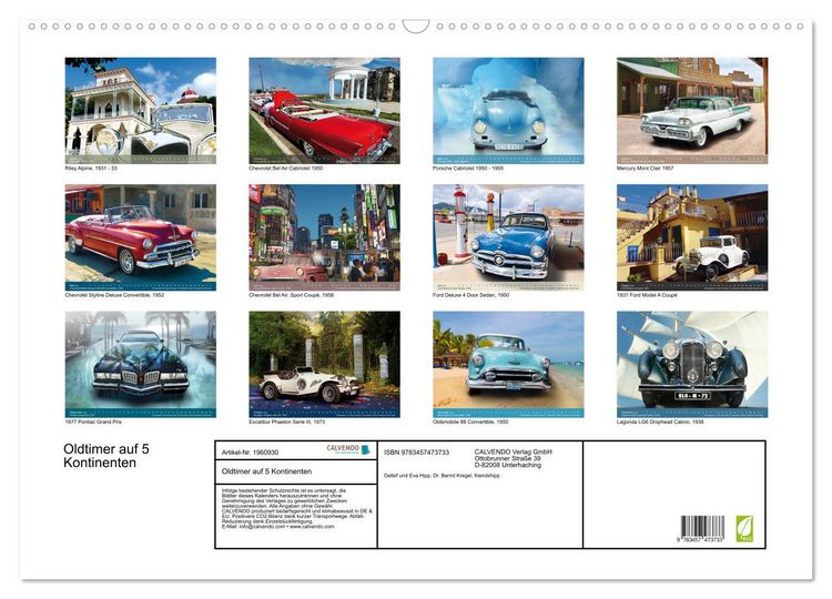 Produktbild: Oldtimer auf 5 Kontinenten (Wandkalender 2026 DIN A2 quer), CALVENDO Monatskalender