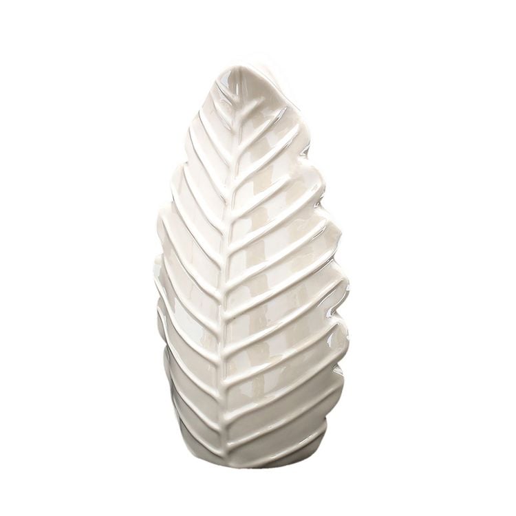HTI-Living Porzellan Vase "Monstera-Blatt", wei, Perlmuttef kaufen