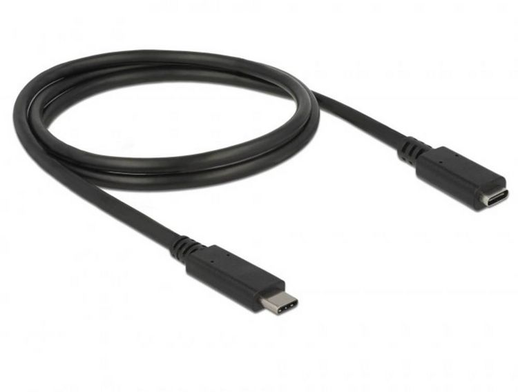 Produktbild: Delock USB-Kabel USB 3.2 Gen1 (USB 3.0 / USB 3.1 Gen1) USB-C&reg; Stecker, USB-C&reg; Buchse 1.00 m Schwarz 85533