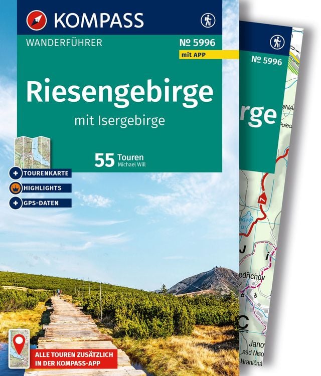 Produktbild: KOMPASS Wanderführer Riesengebirge mit Isergebirge, 55 Touren mit Extra-Tourenkarte