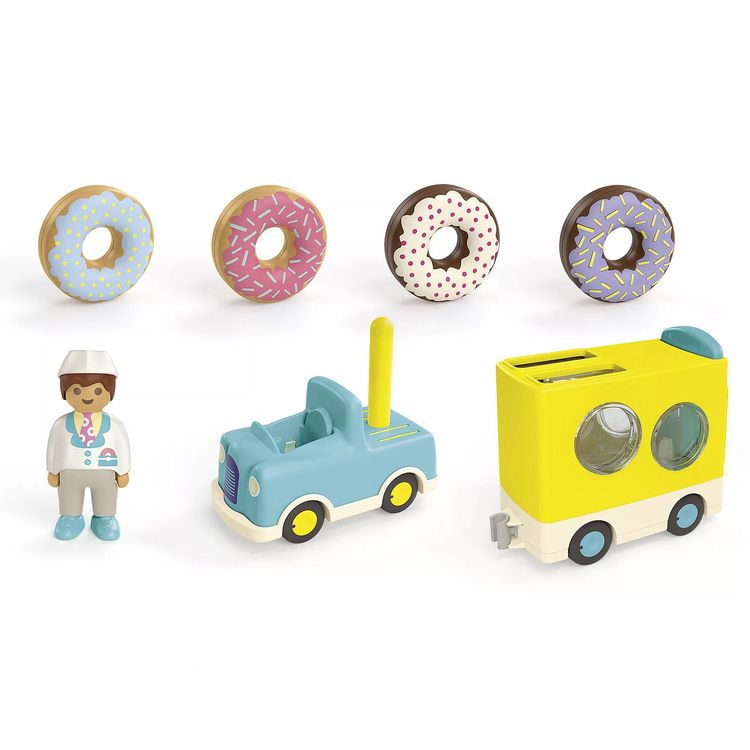 Produktbild: 71702 JUNIOR Verr&uuml;ckter Donut Truck mit Stapel- und Sortierfunktion