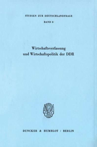 Produktbild: Wirtschaftsverfassung und Wirtschaftspolitik der DDR.