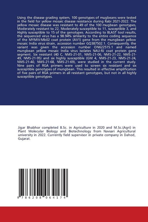 Produktbild: Screening of RGA Marker(s) in Mungbean Against Yellow Mosaic Disease