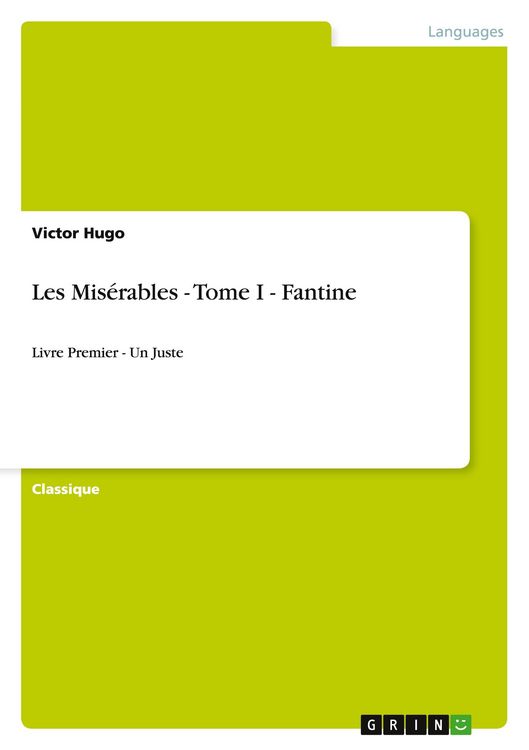 Produktbild: Les Mis&eacute;rables - Tome I - Fantine