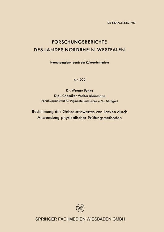 Produktbild: Bestimmung des Gebrauchswertes von Lacken durch Anwendung physikalischer Pr&uuml;fungsmethoden