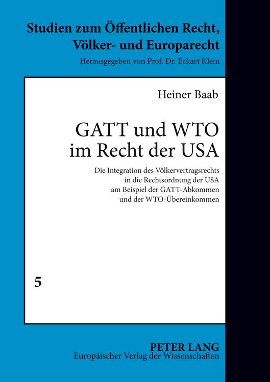 Produktbild: GATT und WTO im Recht der USA