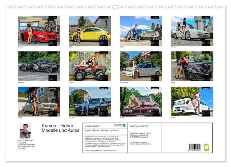 Produktbild: Kurven - Fieber - Modelle und Autos (Wandkalender 2026 DIN A2 quer), CALVENDO Monatskalender