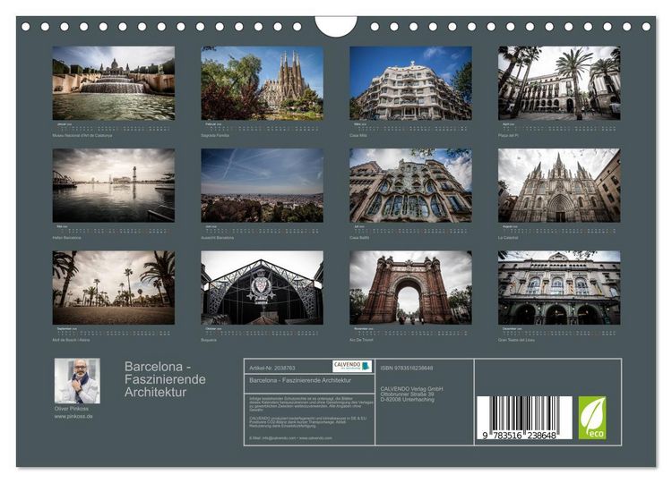 Produktbild: Barcelona - Faszinierende Architektur (Wandkalender 2026 DIN A4 quer), CALVENDO Monatskalender
