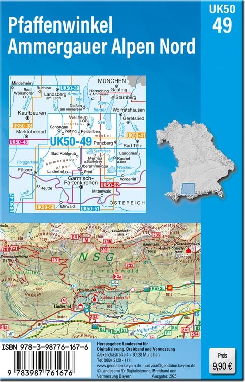 Produktbild: UK50-49 Pfaffenwinkel, Ammergauer Alpen Nord (Umgebungskarte 1:50000)