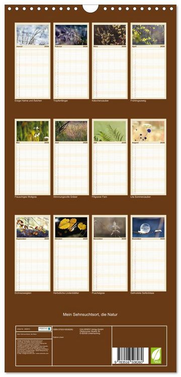 Produktbild: Familienplaner 2026 - Mein Sehnsuchtsort, die Natur mit 5 Spalten (Wandkalender, 21 x 45 cm) CALVENDO