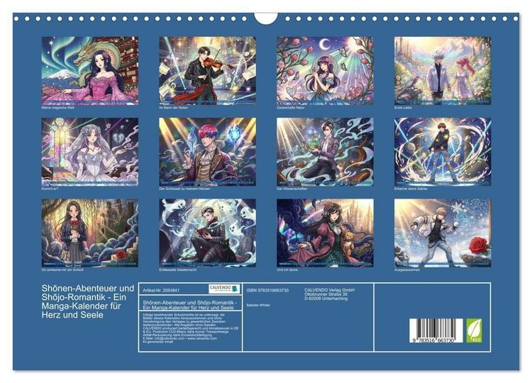 Produktbild: Shōnen-Abenteuer und Shōjo-Romantik - Ein Manga-Kalender f&uuml;r Herz und Seele (Wandkalender 2026 DIN A3 quer), CALVENDO Monatskalender
