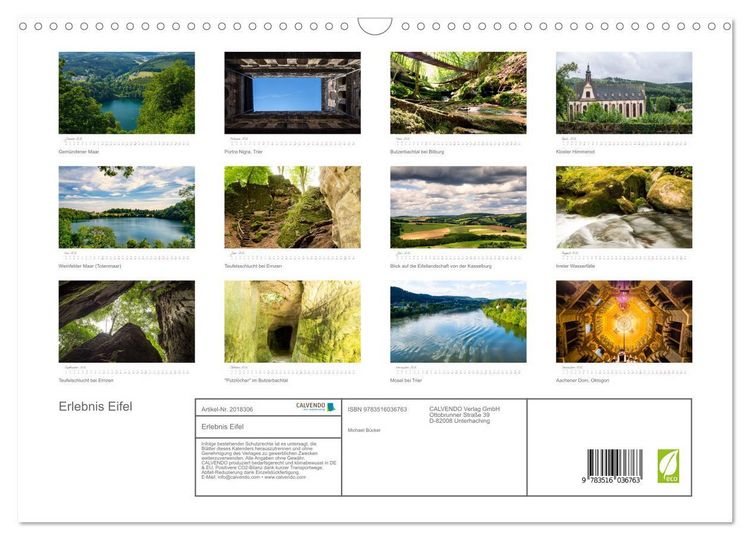 Produktbild: Erlebnis Eifel (Wandkalender 2026 DIN A3 quer), CALVENDO Monatskalender