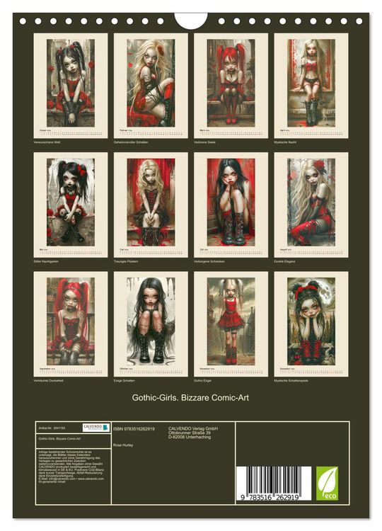 Produktbild: Gothic-Girls. Bizzare Comic-Art (Wandkalender 2026 DIN A4 hoch), CALVENDO Monatskalender