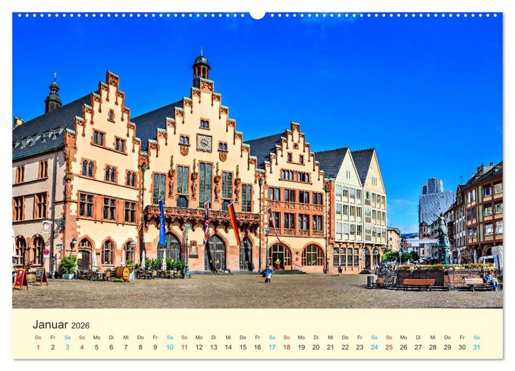Produktbild: Frankfurt am Main - Finanzen und Geschichte (hochwertiger Premium Wandkalender 2026 DIN A2 quer), Kunstdruck in Hochglanz