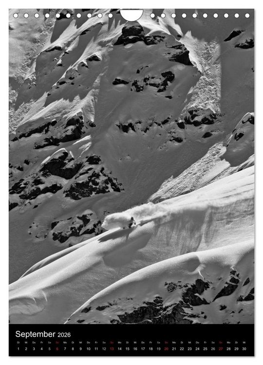 Produktbild: Monochrome Ski (Wandkalender 2026 DIN A4 hoch), CALVENDO Monatskalender