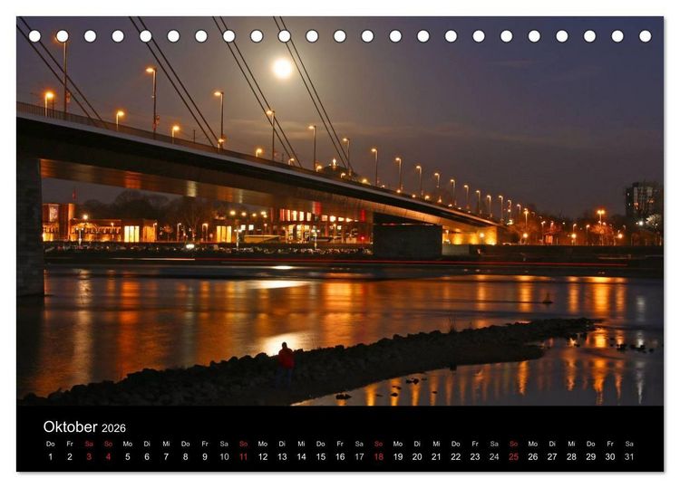Produktbild: D&uuml;sseldorf Abendstimmungen und Nachtansichten (Tischkalender 2026 DIN A5 quer), CALVENDO Monatskalender
