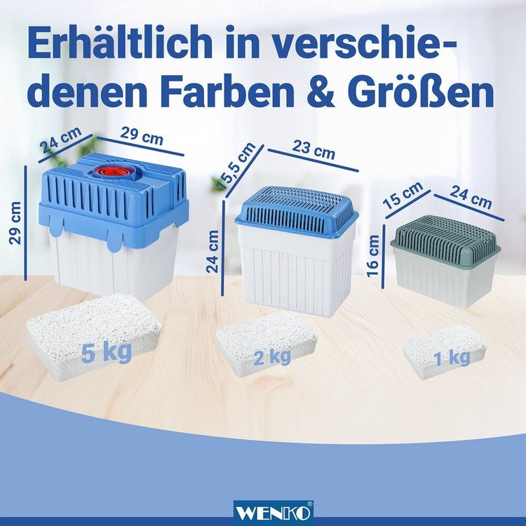 Produktbild: Luftentfeuchter 1 kg Grau, inkl. 3 Nachf&uuml;ller, f&uuml;r R&auml;ume bis 80 m&sup3;
