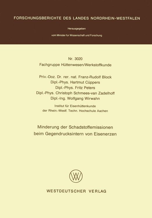 Produktbild: Minderung der Schadstoffemissionen beim Gegendrucksintern von Eisenerzen
