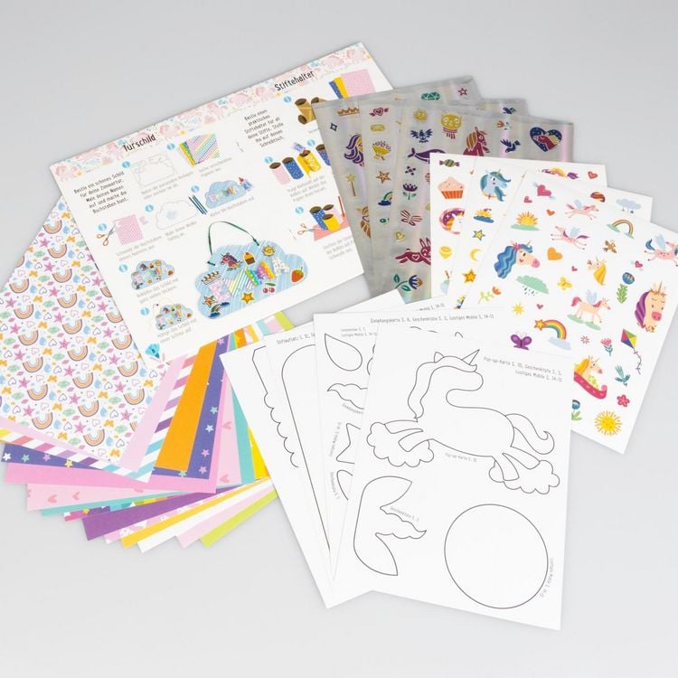 Produktbild: Bastelset f&uuml;r Kinder: Sticker-Bastelset: Glitzer-Einh&ouml;rner