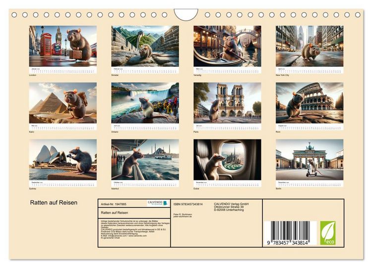 Produktbild: Ratten auf Reisen (Wandkalender 2026 DIN A4 quer), CALVENDO Monatskalender