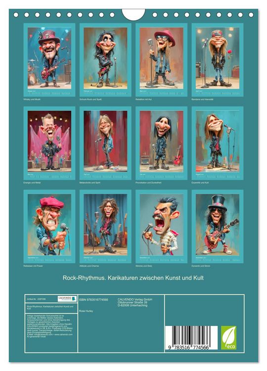 Produktbild: Rock-Rhythmus. Karikaturen zwischen Kunst und Kult (Wandkalender 2027 DIN A4 hoch), CALVENDO Monatskalender