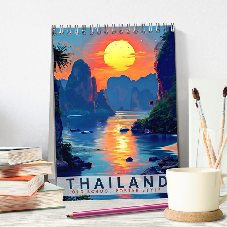 Produktbild: Thailand - Old School Poster Style (Tischkalender 2026 DIN A5 hoch), CALVENDO Monatskalender