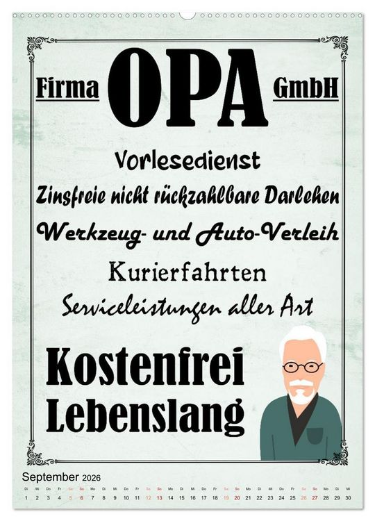 Produktbild: Opa ist der Coolste (hochwertiger Premium Wandkalender 2026 DIN A2 hoch), Kunstdruck in Hochglanz