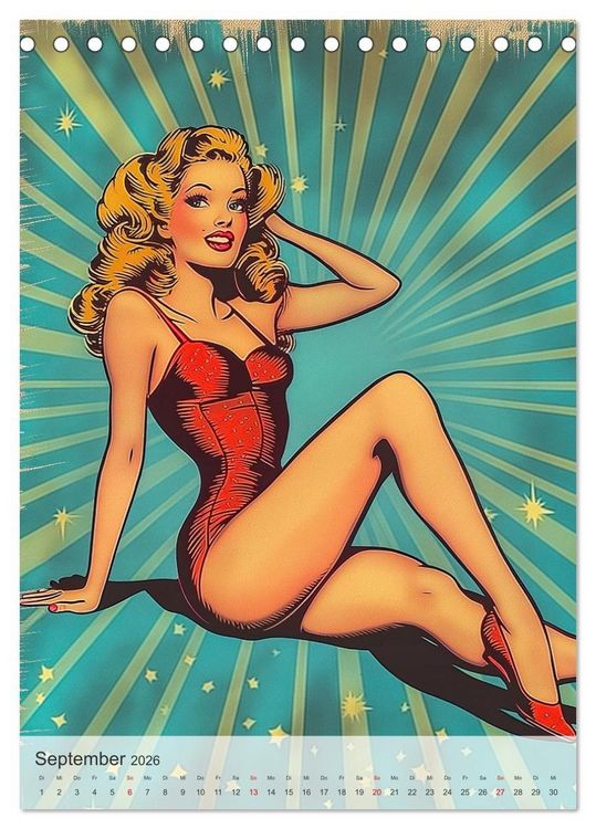 Produktbild: Retro PinUp Girls (Tischkalender 2026 DIN A5 hoch), CALVENDO Monatskalender