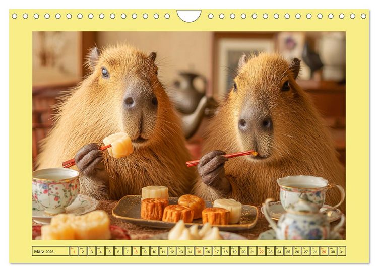 Produktbild: Capybaras on Tour. Wasserschweine als Weltenbummler (Wandkalender 2026 DIN A4 quer), CALVENDO Monatskalender