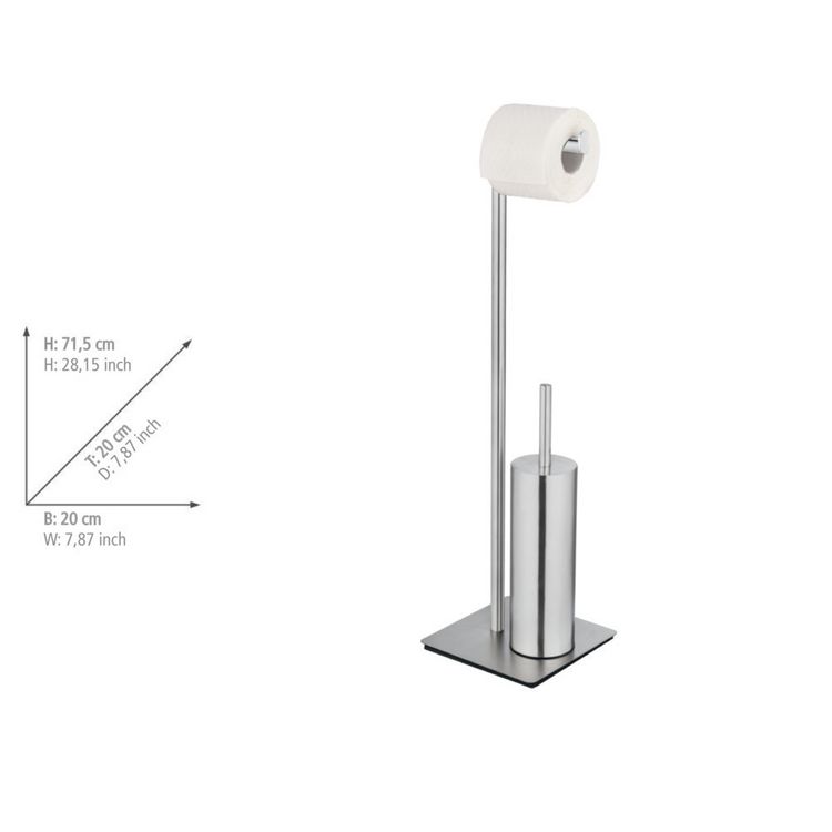 Produktbild: Stand WC-Garnitur Mod. Recco Edelstahl satiniert, WC-B&uuml;rste mit Silikon-B&uuml;rstenkopf