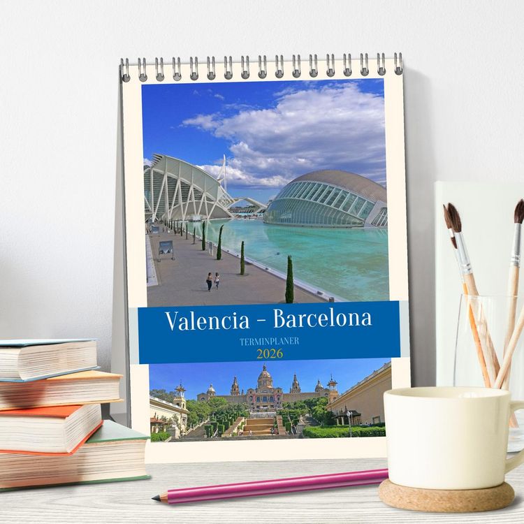 Produktbild: Valencia - Barcelona Terminplaner (Tischkalender 2026 DIN A5 hoch), CALVENDO Monatskalender