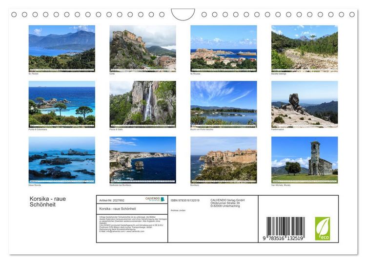 Produktbild: Korsika - raue Sch&ouml;nheit (Wandkalender 2026 DIN A4 quer), CALVENDO Monatskalender