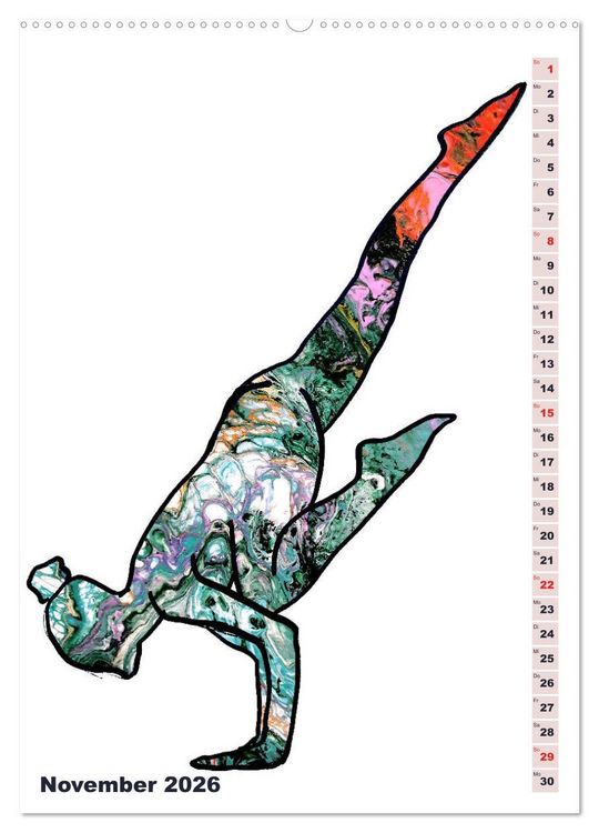 Produktbild: Pr&auml;chtiges Yoga Pouring - Yoga verschmilzt mit Kunst (Wandkalender 2026 DIN A2 hoch), CALVENDO Monatskalender