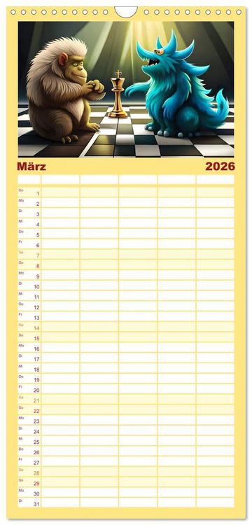 Produktbild: Familienplaner 2026 - Keine Angst vor Monstern mit 5 Spalten (Wandkalender, 21 x 45 cm) CALVENDO