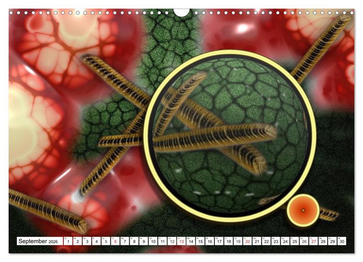 Produktbild: Mikrobiologie. Mikroorganismen, Genetik und Zellen (Wandkalender 2026 DIN A3 quer), CALVENDO Monatskalender