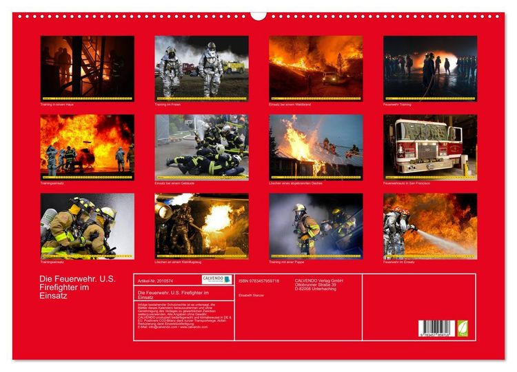 Produktbild: Die Feuerwehr. U.S. Firefighter im Einsatz (Wandkalender 2026 DIN A2 quer), CALVENDO Monatskalender
