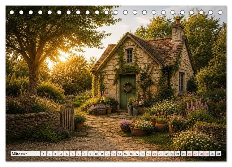 Produktbild: Landhauspoesie im Cottage-Stil (Tischkalender 2027 DIN A5 quer), CALVENDO Monatskalender