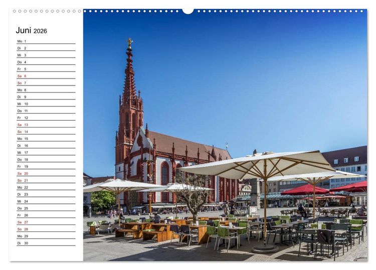 Produktbild: W&Uuml;RZBURG Historisches Stadtherz (hochwertiger Premium Wandkalender 2026 DIN A2 quer), Kunstdruck in Hochglanz