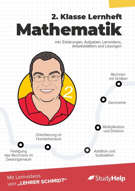 Produktbild: 2. Klasse Mathematik Lernheft mit Lernvideos von Lehrer Schmidt