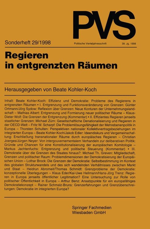 Bild vom Artikel Regieren in entgrenzten Räumen vom Autor Beate Kohler-Koch