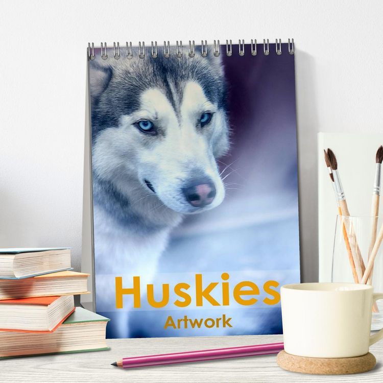 Produktbild: Huskies - Artwork (Tischkalender 2026 DIN A5 hoch), CALVENDO Monatskalender