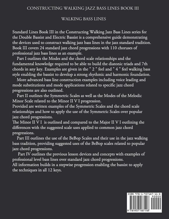 Produktbild: Constructing Walking Jazz Bass Lines Book III - Walking Bass Lines - Standard Lines