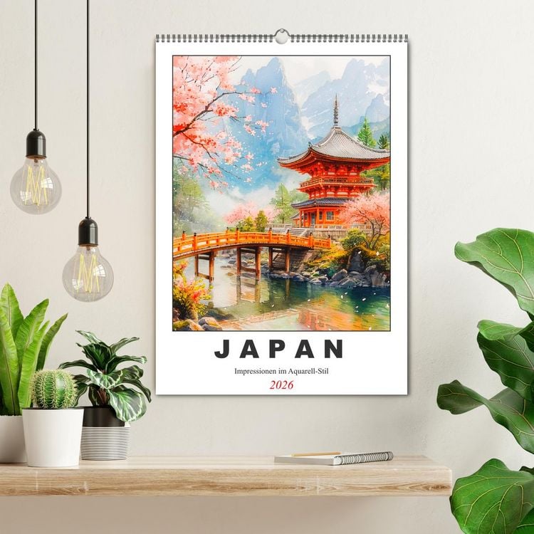 Produktbild: Japan. Impressionen im Aquarell-Stil (Wandkalender 2026 DIN A2 hoch), CALVENDO Monatskalender