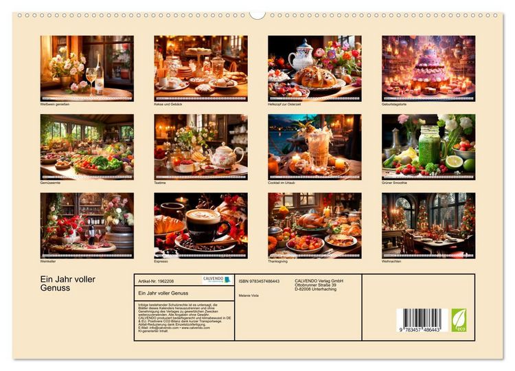 Produktbild: Ein Jahr voller Genuss (hochwertiger Premium Wandkalender 2026 DIN A2 quer), Kunstdruck in Hochglanz