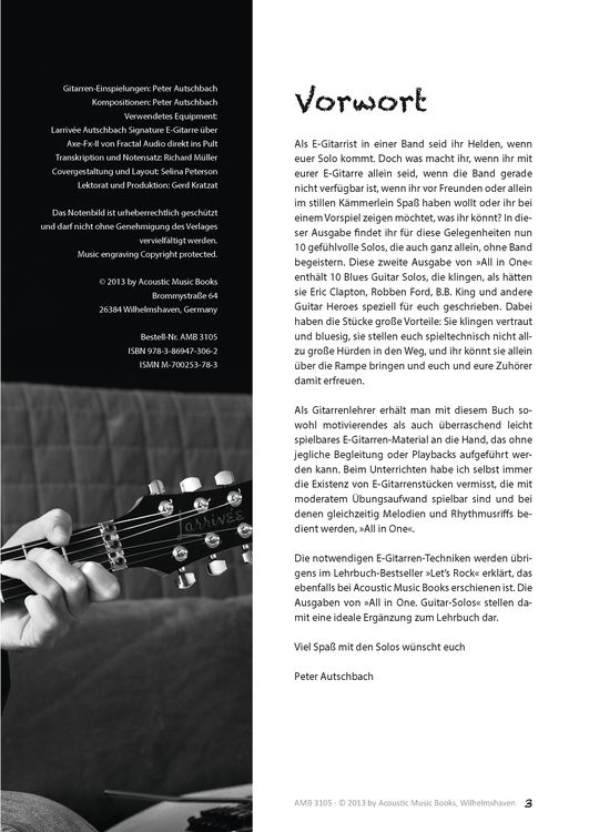 Produktbild: All in One - Blues Guitar Solos spielbar auf E- und Akustik-Gitarre.