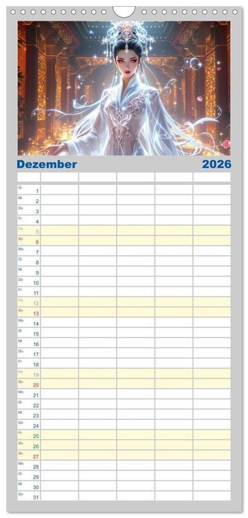 Produktbild: Familienplaner 2026 - Fantasie Asia-Girls mit 5 Spalten (Wandkalender, 21 x 45 cm) CALVENDO